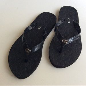 Coach black flip flops